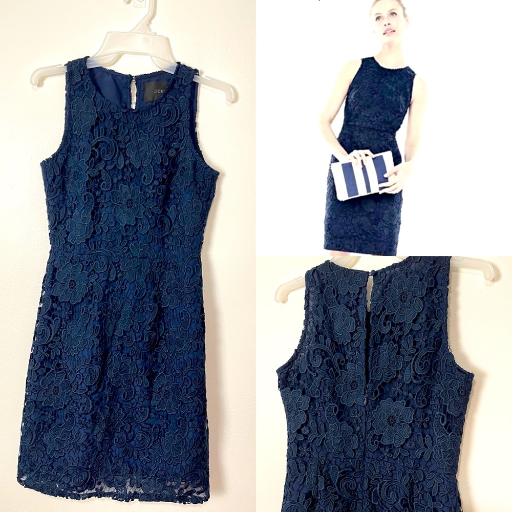 J. Crew Navy Blue Lace Mini Dress